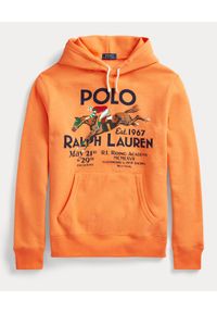 Ralph Lauren - RALPH LAUREN - Pomarańczowa bluza z kapturem Graphic. Typ kołnierza: kaptur. Kolor: pomarańczowy. Materiał: tkanina, bawełna, prążkowany. Wzór: nadruk #2