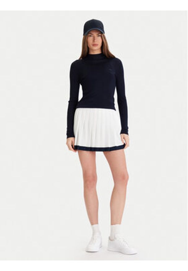 Lacoste Sweter AF4189 Granatowy Slim Fit. Kolor: niebieski. Materiał: wełna