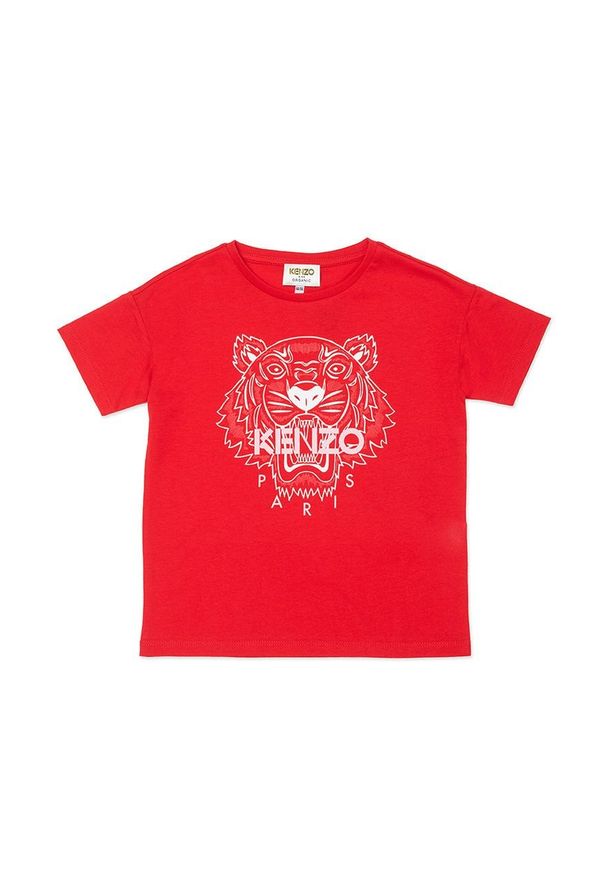 Kenzo kids - Kenzo Kids T-shirt dziecięcy kolor czerwony. Okazja: na co dzień. Kolor: czerwony. Wzór: nadruk. Styl: casual