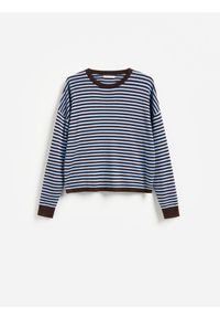 Reserved - Sweter w paski - wielobarwny. Materiał: wełna, dzianina. Wzór: paski #1