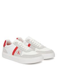 Calvin Klein Sneakersy Mixed Texture Lace Up Cupsole Trainers YM0YM01395 Biały. Kolor: biały. Materiał: skóra #5