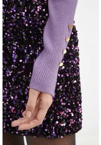 medicine - Medicine sweter damski kolor fioletowy lekki. Kolor: fioletowy. Materiał: dzianina, prążkowany. Długość rękawa: długi rękaw. Długość: długie #4