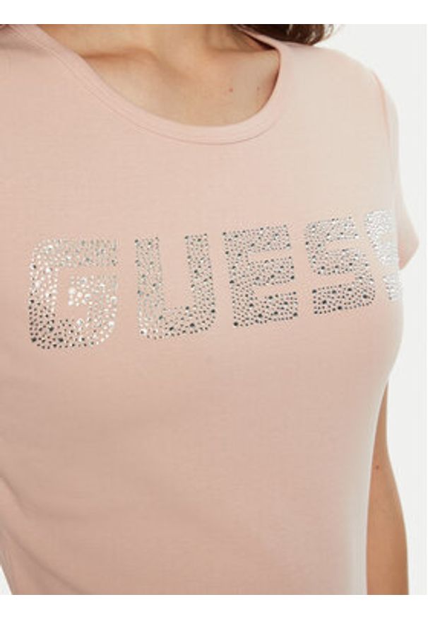 Guess T-Shirt V4BI16 KCIV1 Różowy Regular Fit. Kolor: różowy. Materiał: bawełna