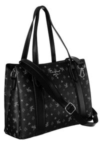 DAVID JONES - Shopper bag czarny David Jones CH21003 BLACK. Kolor: czarny. Wzór: aplikacja. Materiał: skórzane. Styl: klasyczny #1