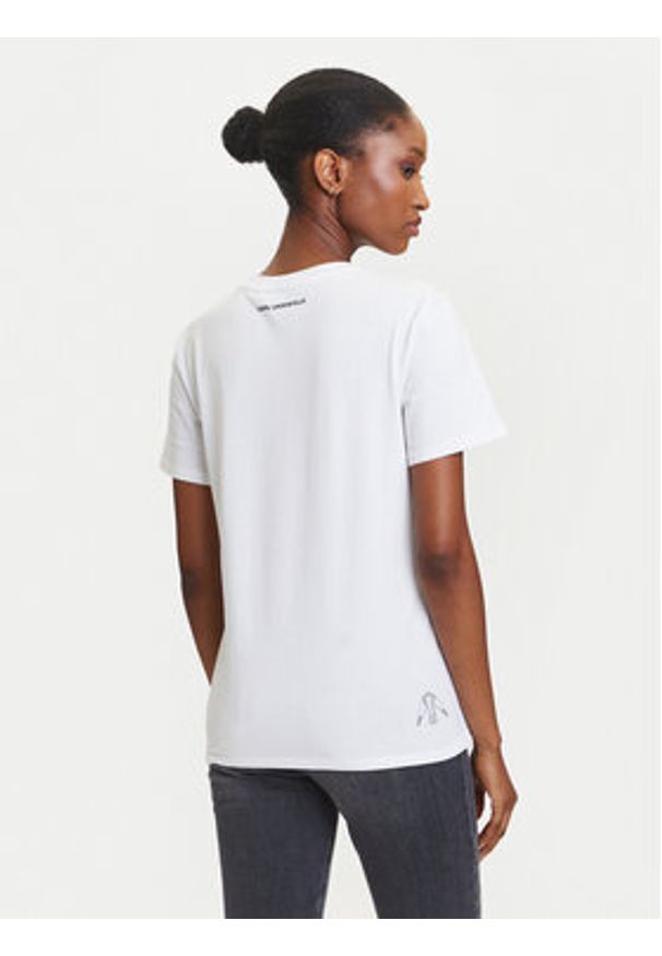 Karl Lagerfeld - KARL LAGERFELD T-Shirt A3W17099 Biały Regular Fit. Typ kołnierza: dekolt w karo. Kolor: biały. Materiał: bawełna