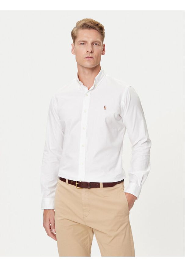 Polo Ralph Lauren Koszula 710P06688002 Biały Custom Fit. Typ kołnierza: polo. Kolor: biały. Materiał: bawełna