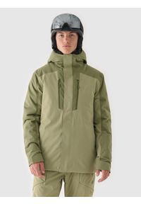 4f - 4F Kurtka narciarska membrana 10000 męska - khaki XXL. Okazja: na co dzień. Typ kołnierza: kaptur. Kolor: oliwkowy, wielokolorowy, brązowy. Materiał: poliester, dzianina, materiał, tkanina. Wzór: gładki. Sezon: zima. Styl: klasyczny, casual, sportowy #1