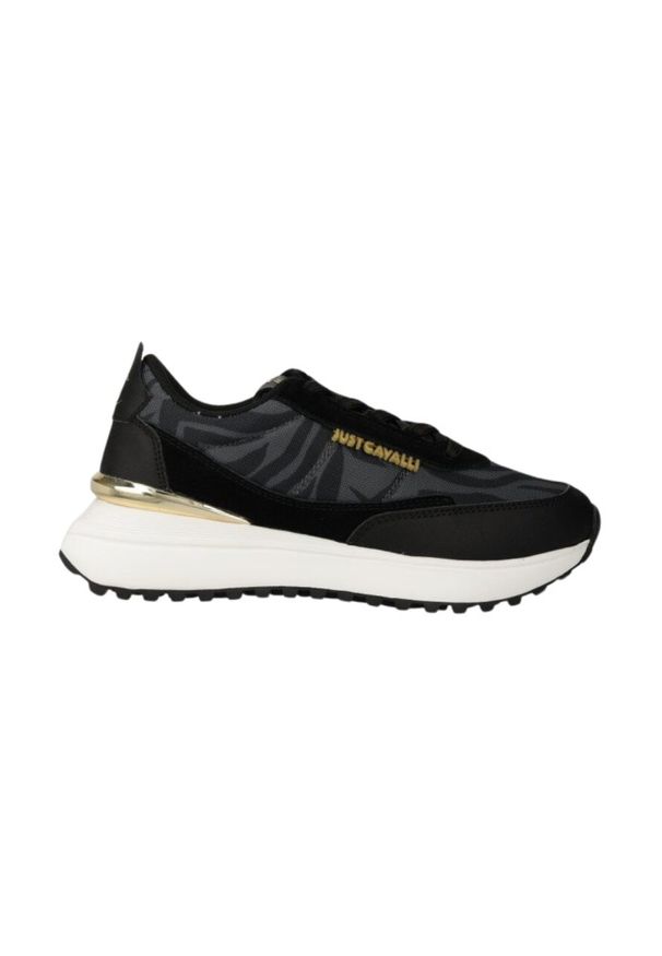 Just Cavalli - JUST CAVALLI Czarne damskie sneakersy Fondo Karina Dis, Rozmiar 36. Kolor: czarny