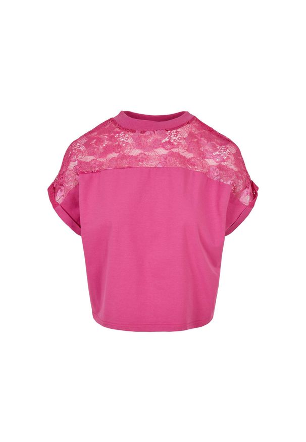 Damska koszulka z koronki Urban Classics Oversized GT. Kolor: fioletowy. Materiał: koronka. Długość: krótkie. Wzór: koronka