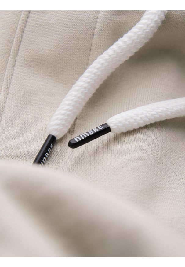 Ombre Clothing - Spodnie męskie dresowe typu jogger - jasnobeżowe V1 OM-PABS-0173 - XXL. Okazja: na co dzień. Kolor: beżowy. Materiał: dresówka. Wzór: aplikacja. Styl: casual