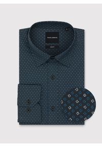 Pako Lorente - PAKO LORENTE - Czarna koszula męska wzór geometryczny. Kolor: czarny. Materiał: bawełna. Długość rękawa: długi rękaw. Długość: długie. Wzór: geometria. Sezon: jesień #5