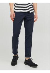 Jack & Jones - Jack&Jones Chinosy Marco 12206198 Granatowy Slim Fit. Kolor: niebieski. Materiał: bawełna