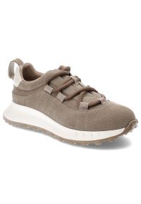 Artiker - Beżowe Sneakersy Atiker Modne Obuwie Damskie. Okazja: na co dzień, na spacer. Zapięcie: sznurówki. Kolor: beżowy. Materiał: jeans, zamsz. Szerokość cholewki: normalna. Sport: turystyka piesza
