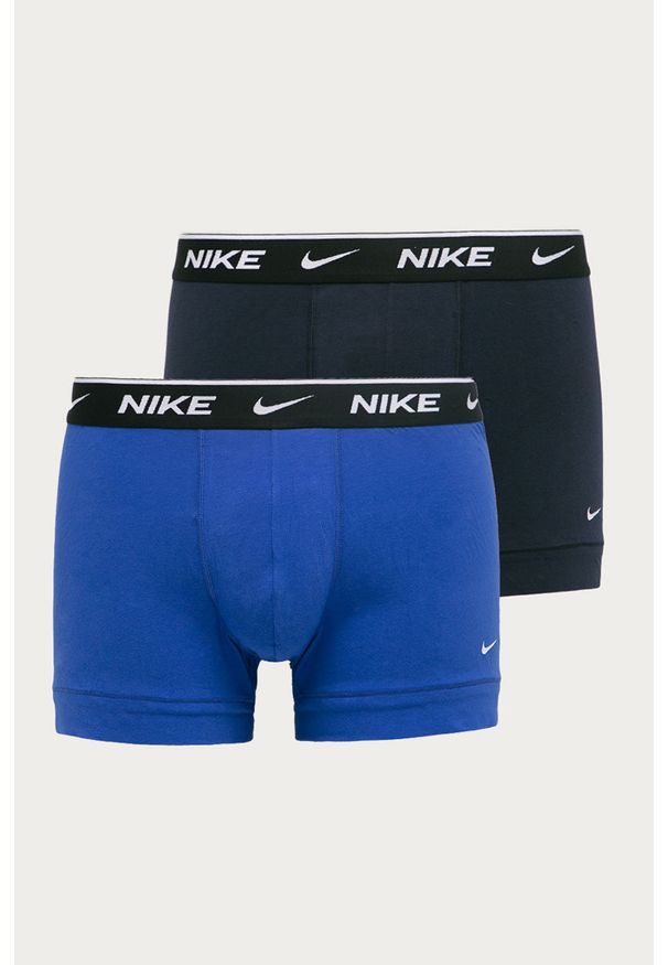 Nike - Bokserki (2-pack). Kolor: niebieski. Materiał: bawełna, dzianina, elastan. Wzór: nadruk