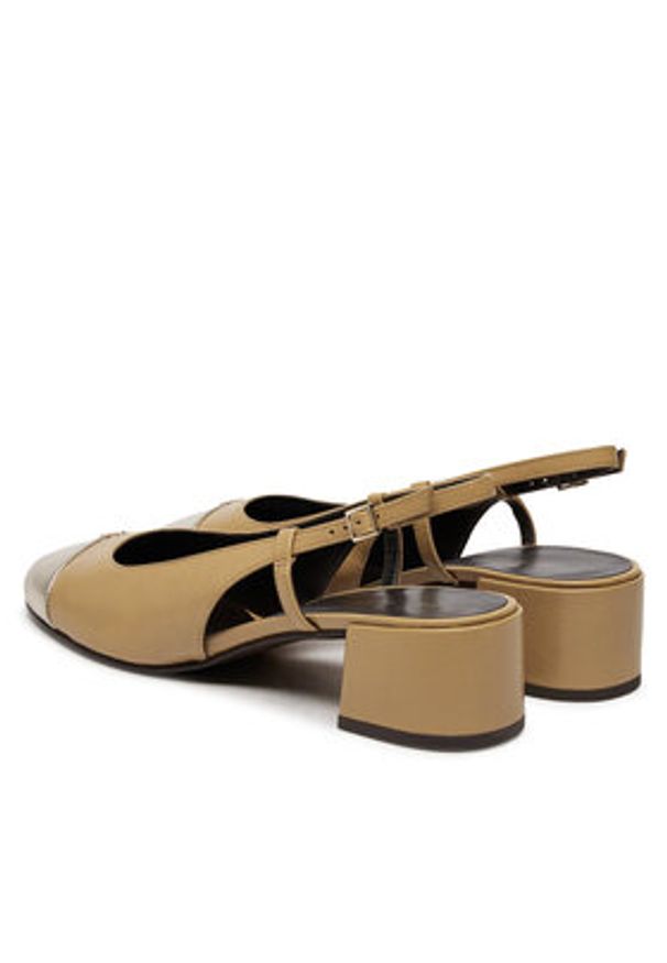 Tory Burch Sandały Cap-Toe Slingback Pump 156302 Beżowy. Kolor: beżowy. Materiał: skóra