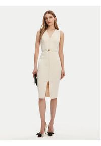 Elisabetta Franchi Sukienka koktajlowa AB-706-51E2-193 Écru Slim Fit. Materiał: syntetyk. Styl: wizytowy #4