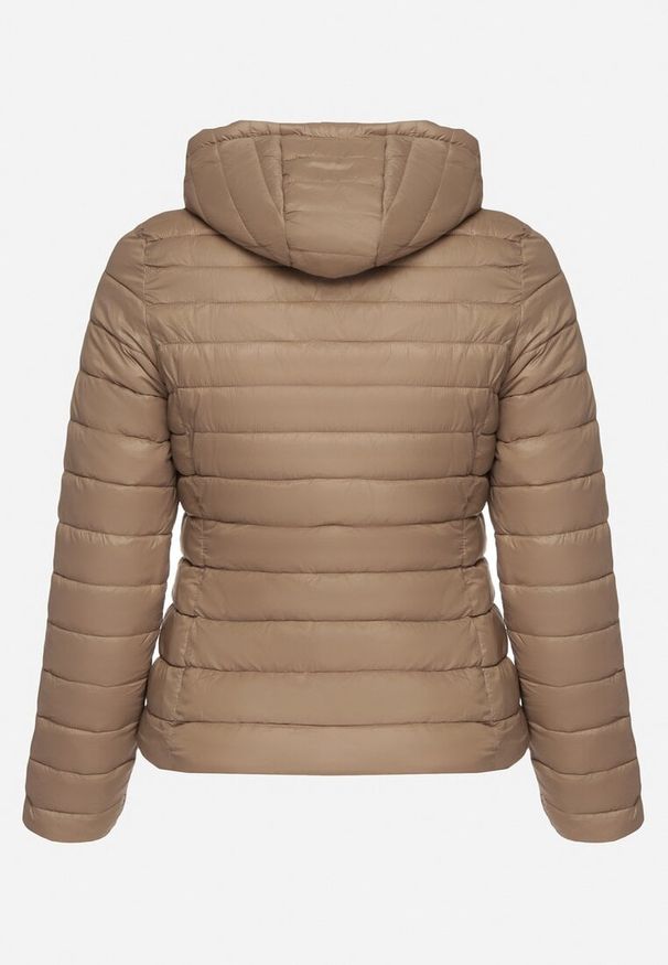 Born2be - Beżowa Pikowana Kurtka z Odpinanym Kapturem Nevettoria. Okazja: na co dzień, na spacer. Kolor: beżowy. Materiał: tkanina. Długość: długie. Styl: klasyczny, casual, elegancki