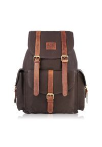 Plecak vintage PAOLO PERUZZI SI-05-BR brązowy. Kolor: brązowy. Materiał: materiał. Styl: vintage #1