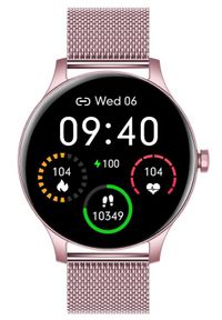 GARETT - Smartwatch Garett Classy różowy stalowy. Rodzaj zegarka: smartwatch. Kolor: różowy, wielokolorowy, szary. Styl: casual, elegancki, sportowy #3