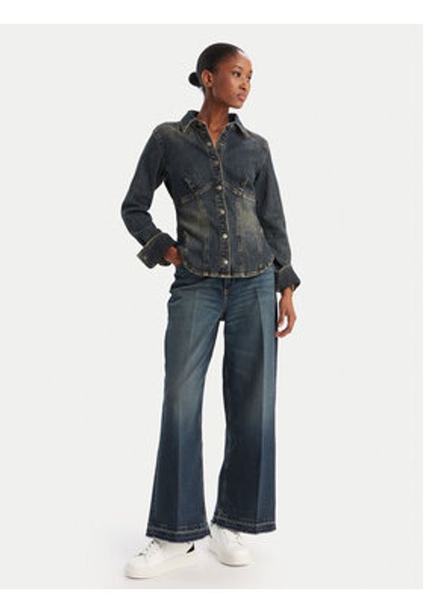 Guess Jeans Jeansy W5BA2Z D5RAB Granatowy Wide Leg. Kolor: niebieski