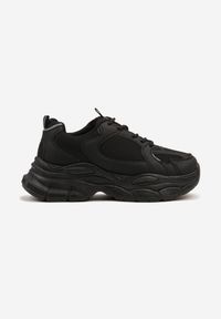 Renee - Czarne Sneakersy Vices na Platformie Ozdobione Tłoczeniem Natiselle. Okazja: na co dzień. Kolor: czarny. Materiał: jeans. Wzór: aplikacja. Obcas: na platformie #5