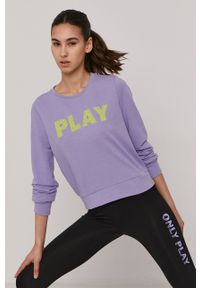 Only Play Bluza damska kolor różowy z nadrukiem. Okazja: na co dzień. Kolor: fioletowy. Długość rękawa: długi rękaw. Długość: długie. Wzór: nadruk. Styl: casual #1
