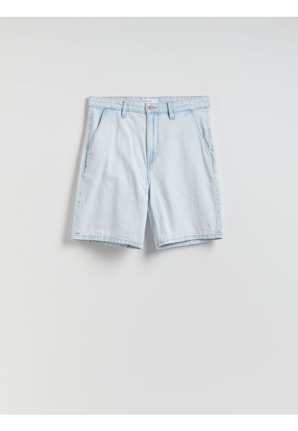 Reserved - Jeansowe szorty straight - niebieski. Kolor: niebieski. Materiał: jeans