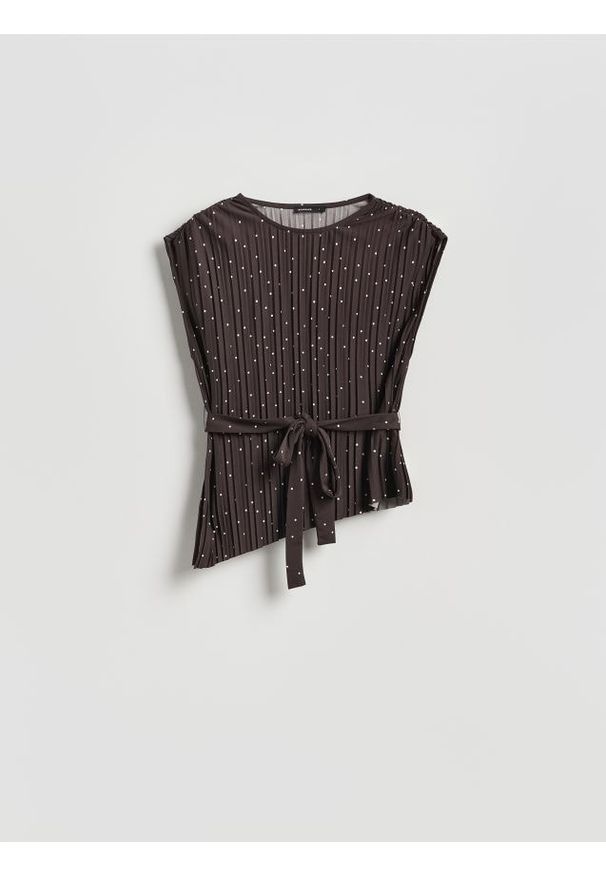 Reserved - Asymetryczny top - wielobarwny. Materiał: tkanina. Styl: klasyczny