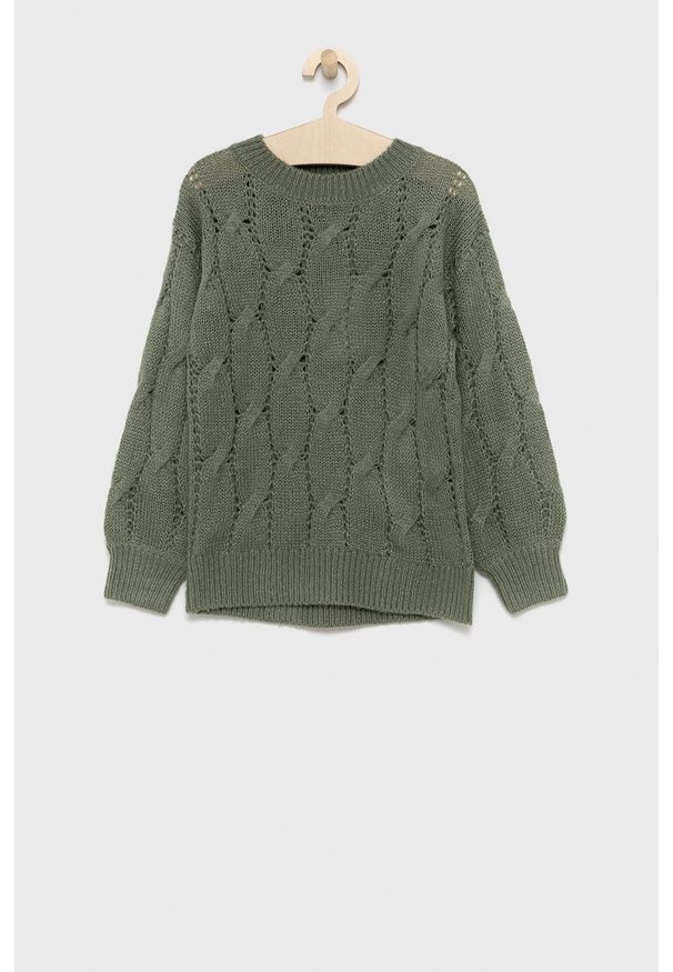 Name it Sweter dziecięcy kolor zielony. Okazja: na co dzień. Kolor: zielony. Materiał: dzianina. Wzór: ze splotem. Styl: casual