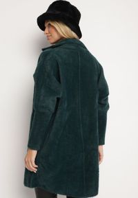 Born2be - Ciemnozielony Płaszcz z Bawełną Oversize Klepheia. Okazja: na co dzień. Kolor: zielony. Materiał: bawełna. Wzór: jednolity. Styl: casual #3
