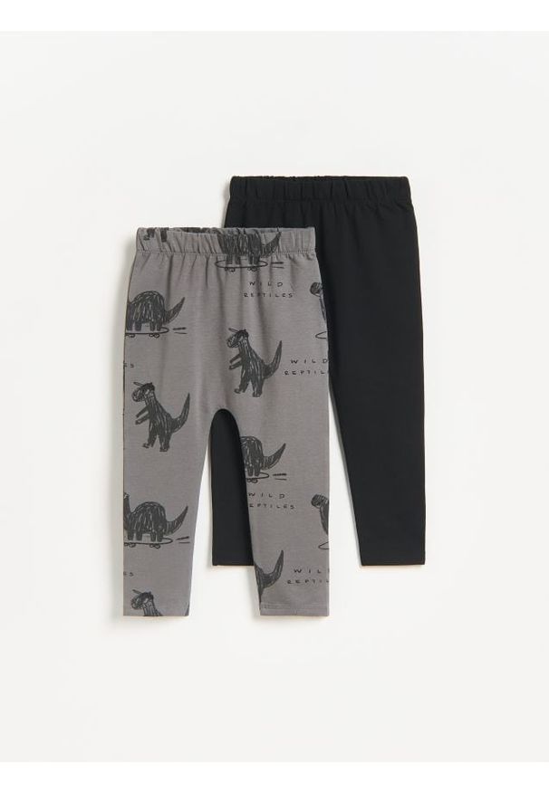 Reserved - Bawełniane legginsy 2 pack - ciemnoszary. Kolor: szary. Materiał: bawełna