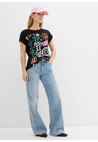 bonprix - T-shirt z nadrukiem. Kolor: czarny. Wzór: nadruk #2