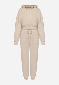 Born2be - Beżowy Komplet Dresowy Bluza z Kapturem i Spodnie Joggery Famiana. Kolor: beżowy. Materiał: dresówka #6