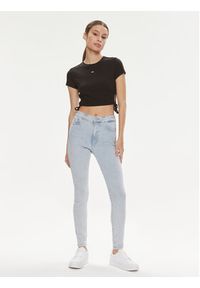 Tommy Jeans T-Shirt DW0DW17902 Czarny Slim Fit. Kolor: czarny. Materiał: wiskoza #3