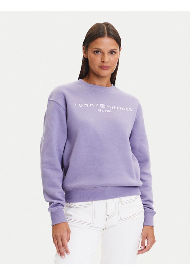 TOMMY HILFIGER - Tommy Hilfiger Bluza WW0WW39791 Fioletowy Relaxed Fit. Kolor: fioletowy. Materiał: syntetyk