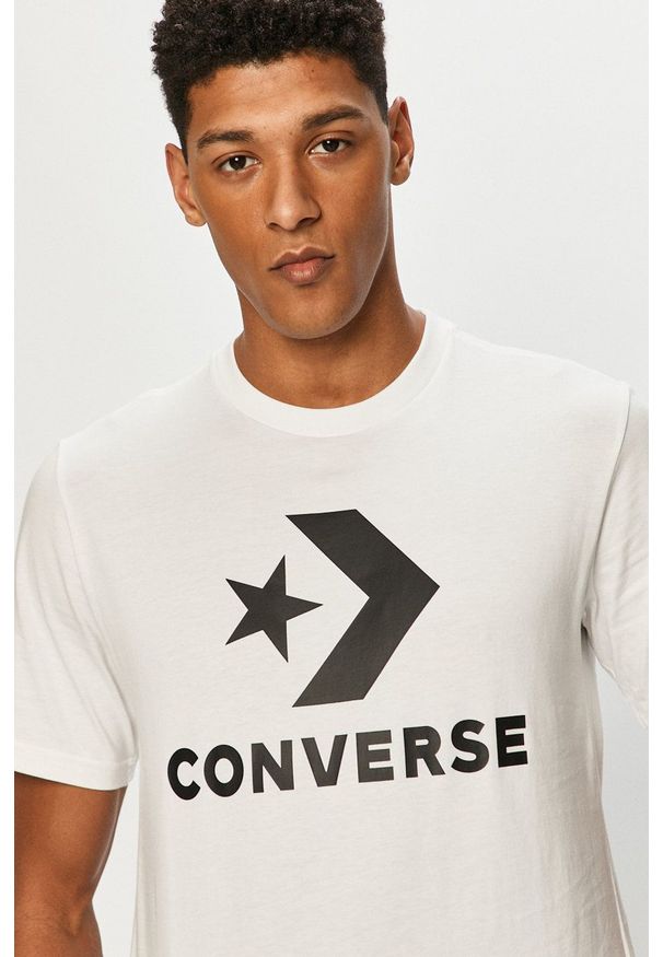 Converse - T-shirt. Kolor: biały. Wzór: nadruk
