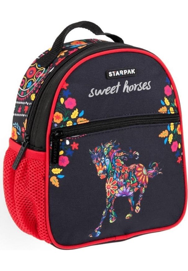 Starpak Plecak szkolny 12 Horses czarny. Kolor: czarny