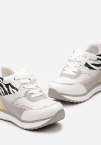 Renee - Białe Sneakersy na Ukrytym Niewysokim Koturnie z Brokatem Fioralan. Kolor: biały. Obcas: na koturnie #2