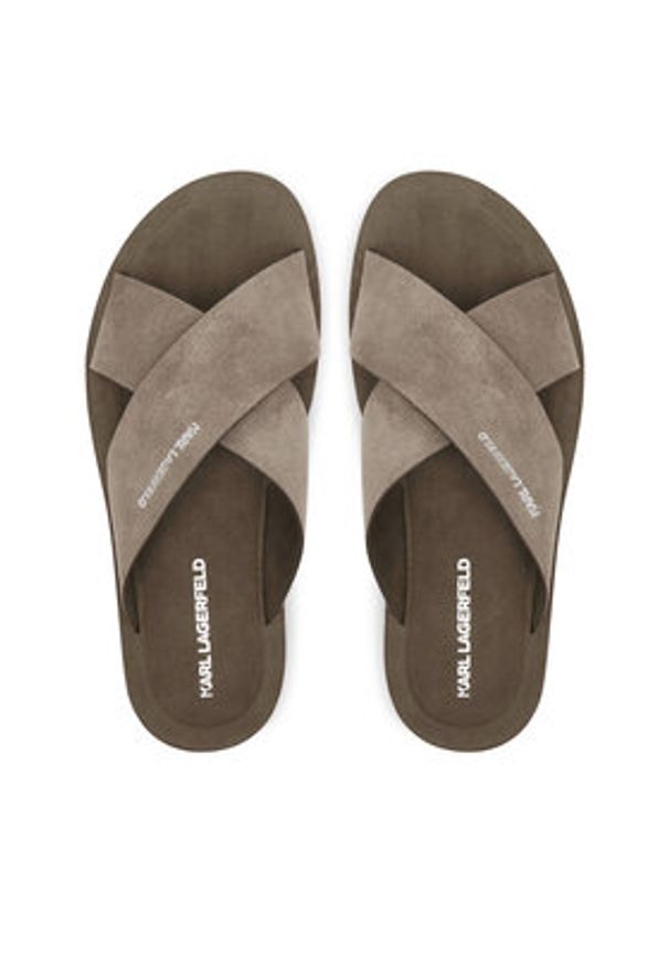 Karl Lagerfeld - KARL LAGERFELD Klapki Kastor III KL70214 Szary. Kolor: szary. Materiał: skóra