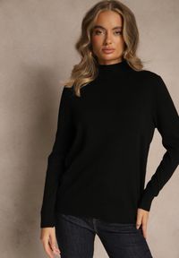 Renee - Czarny Casualowy Sweter z Półgolfem w Minimalistycznym Stylu Seorienne. Okazja: na co dzień. Kolor: czarny. Długość: długie. Styl: casual #4