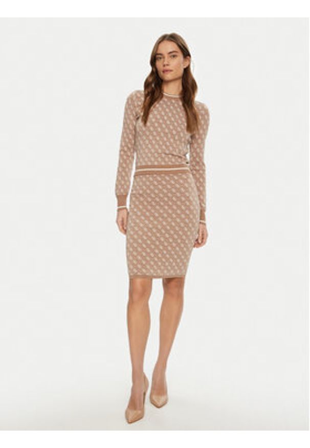 Guess Spódnica ołówkowa W4BD53 Z37K0 Beżowy Regular Fit. Kolor: beżowy. Materiał: wiskoza