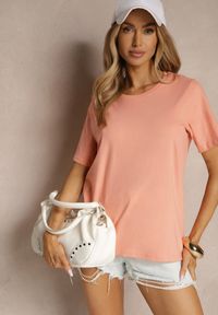 Renee - Różowy Basicowy T-shirt z Bawełny Fevarisse. Okazja: na co dzień. Kolor: różowy. Materiał: bawełna. Styl: klasyczny, casual #4