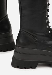Born2be - Czarne Kozaki Typu Workery na Grubej Podeszwie ze Sznurowaniem Wiorissa. Okazja: na co dzień. Kolor: czarny. Styl: elegancki, casual, klasyczny #5