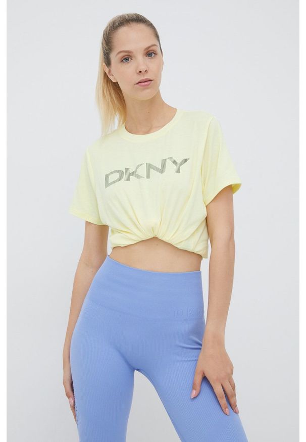 DKNY - Dkny T-shirt DP1T6749 kolor żółty. Kolor: żółty. Wzór: nadruk