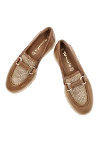 Brązowe Półbuty Tamaris Modne Obuwie Damskie Ze Skóry Naturalnej. Okazja: na co dzień. Kolor: brązowy. Materiał: skóra. Wzór: aplikacja. Styl: elegancki, casual #5