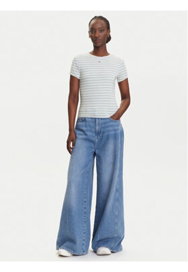 Tommy Jeans T-Shirt Essential DW0DW17383 Zielony Slim Fit. Kolor: zielony. Materiał: bawełna