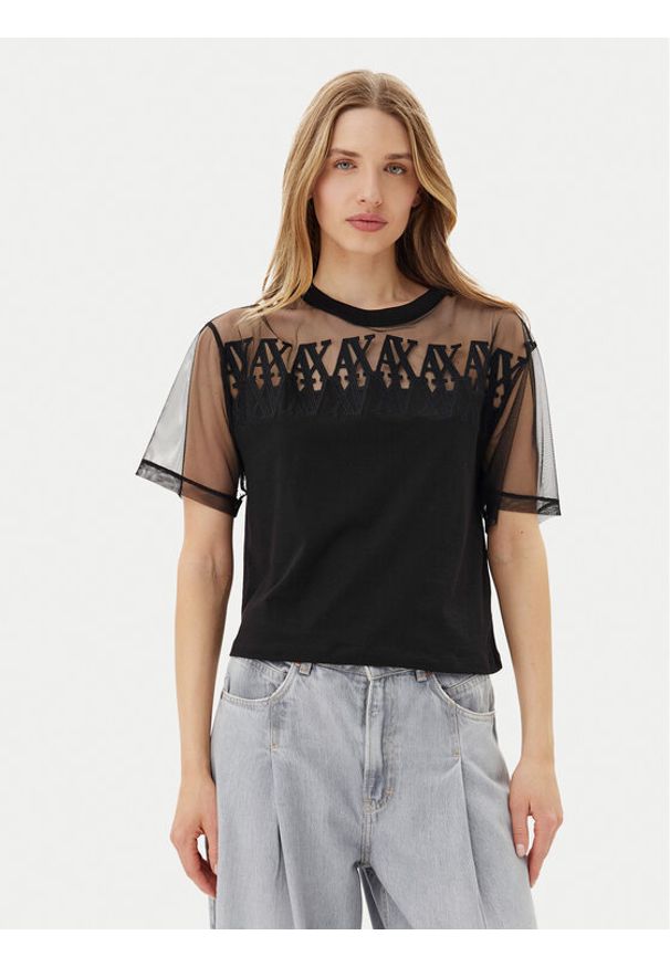 Armani Exchange T-Shirt XW000516 AF10359 UC001 Czarny Cropped Fit. Kolor: czarny. Materiał: bawełna