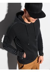 Ombre Clothing - Bluza męska z kapturem - czarna B1155 - XXL. Typ kołnierza: kaptur. Kolor: czarny. Materiał: bawełna, poliester, jeans, dresówka, dzianina #5