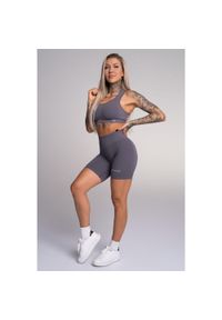 GYM GLAMOUR - Bikery fitness damskie Gym Glamour push up. Kolor: szary. Sport: fitness