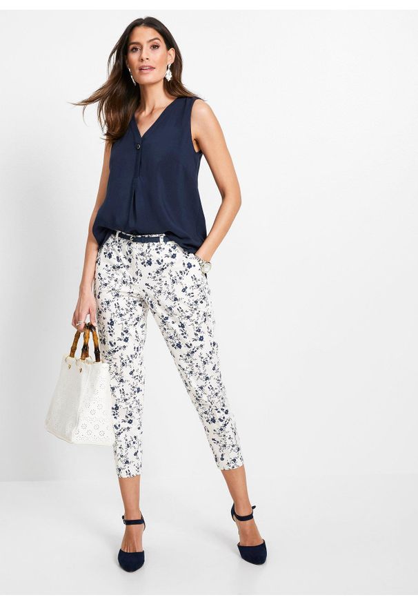 bonprix - Top z wiskozy. Kolor: niebieski. Materiał: wiskoza. Styl: elegancki, klasyczny